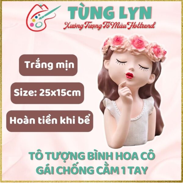 Tô Tượng Bình Hoa Cô Gái Chống Cằm 1 Tay