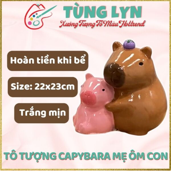 Tô Tượng Capybara Mẹ Ôm Con